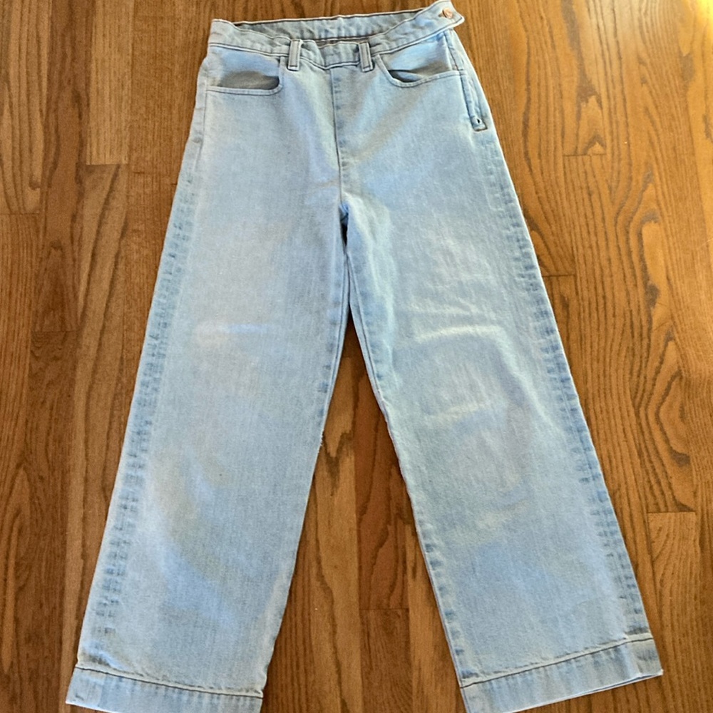 J Crew light wash wide leg crop jeans